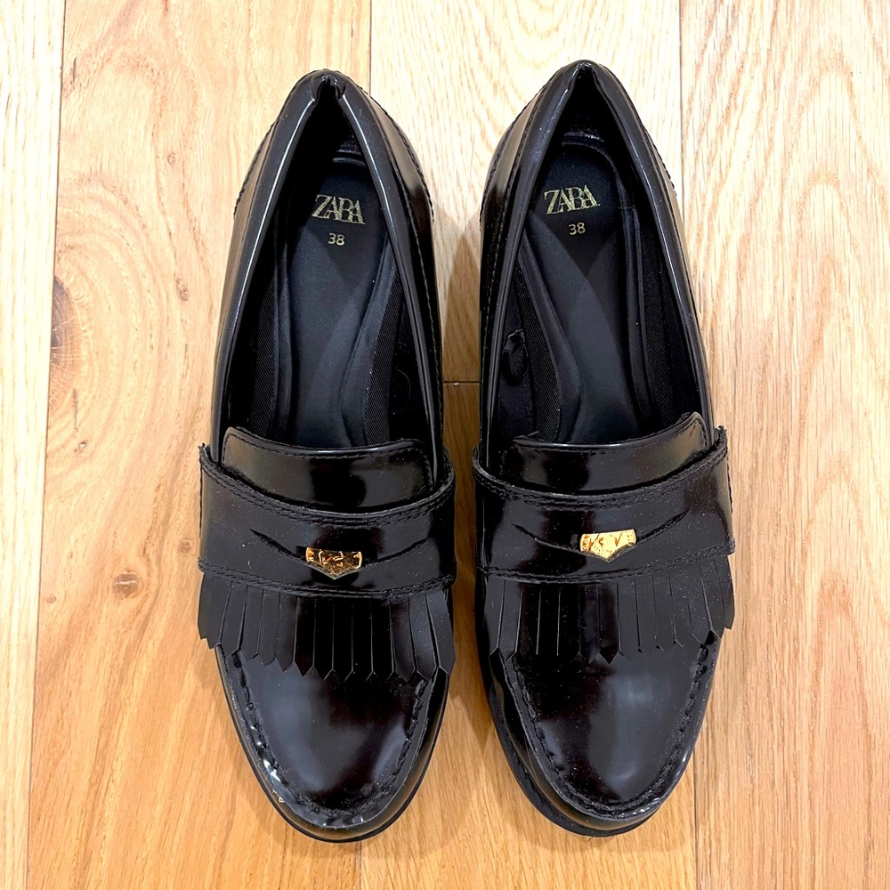 Zara loafers black with gold coins